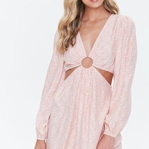 Forever 21 Floral Print Cutout Mini Dress